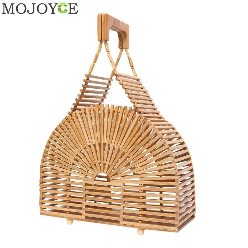 

Summer Bamboo Women Handbag Fashion Designer Top Handle Bags Beach Vacation Mini Tote Small Hollow Summer Women Girls Handbags