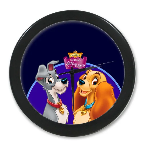 Hot Sales Vintage Wall Clock Customized Cartoon Lady and the Tramp Elegant Modern Design Watch Free Shipping | Дом и сад