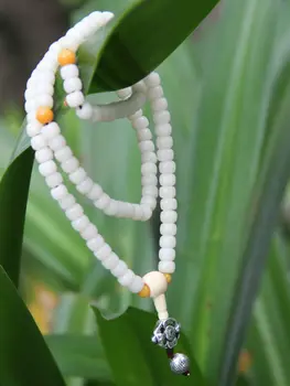 

Tibetan Buddhism 108 White Bodhi Root Prayer Bead buddha-caksus Mala Necklace
