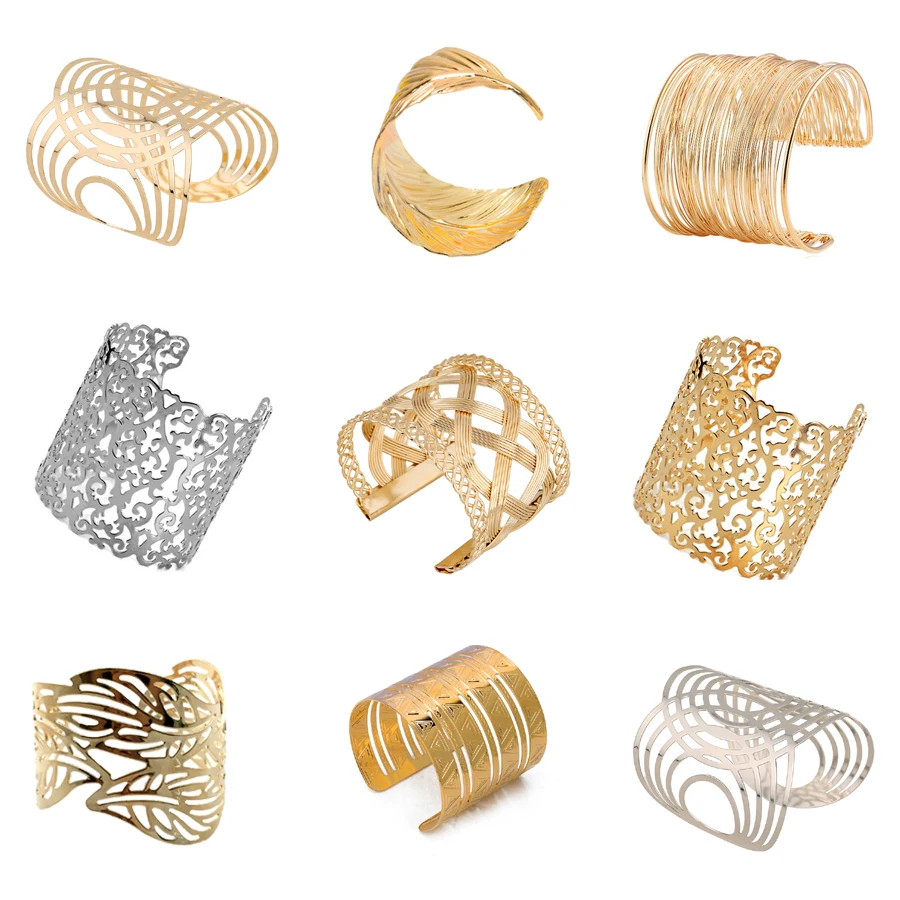 17 Kinds Women Unisex Charm Bracelets Fashion Vintage Bracelets Simple Geometric Style Pop Punk Metal Bracelet Gold Bangles