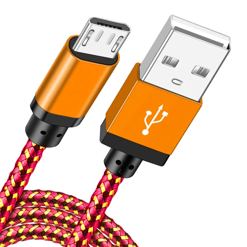 Олаф Быстрая зарядка Micro USB кабель синхронизации данных нейлоновый USB кабель для мобильного телефона для Android адаптер зарядное устройство кабели для samsung кабель - Цвет: red