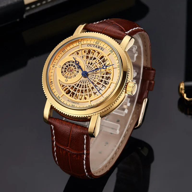 رجل الساعات OUYAWEI 2018 أعلى العلامة التجارية الفاخرة التلقائي الميكانيكية ووتش الرجال جلد أسود الأعمال للماء أزياء الرياضة ووتش رجل الساعات OUYAWEI 2018 أعلى العلامة التجارية الفاخرة التلقائي الميكانيكية ووتش الرجال جلد أسود الأعمال للماء أزياء الرياضة ووتش