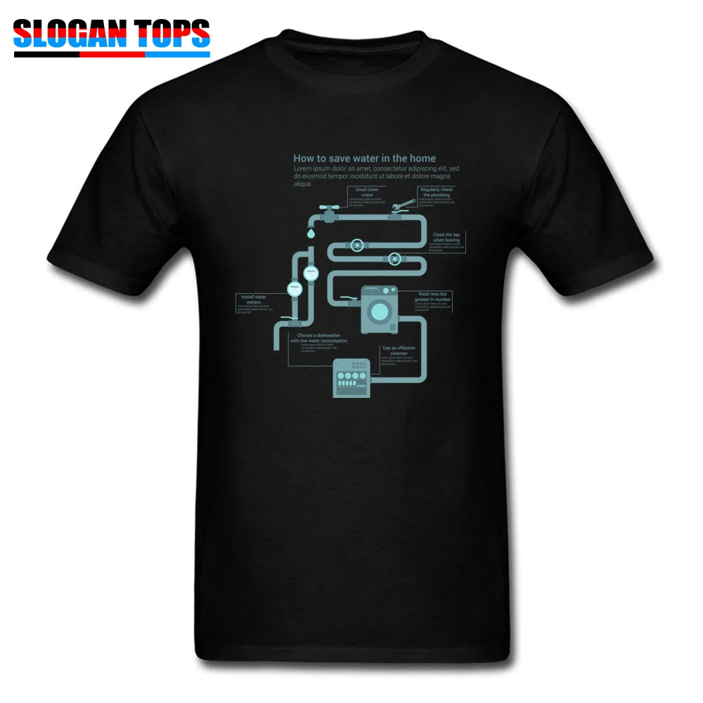  Men T-shirts how to save water Cool Tops Shirts 100% Cotton Fabric O-Neck Short Sleeve Casual Top T-shirts Summer/Autumn how to save water black