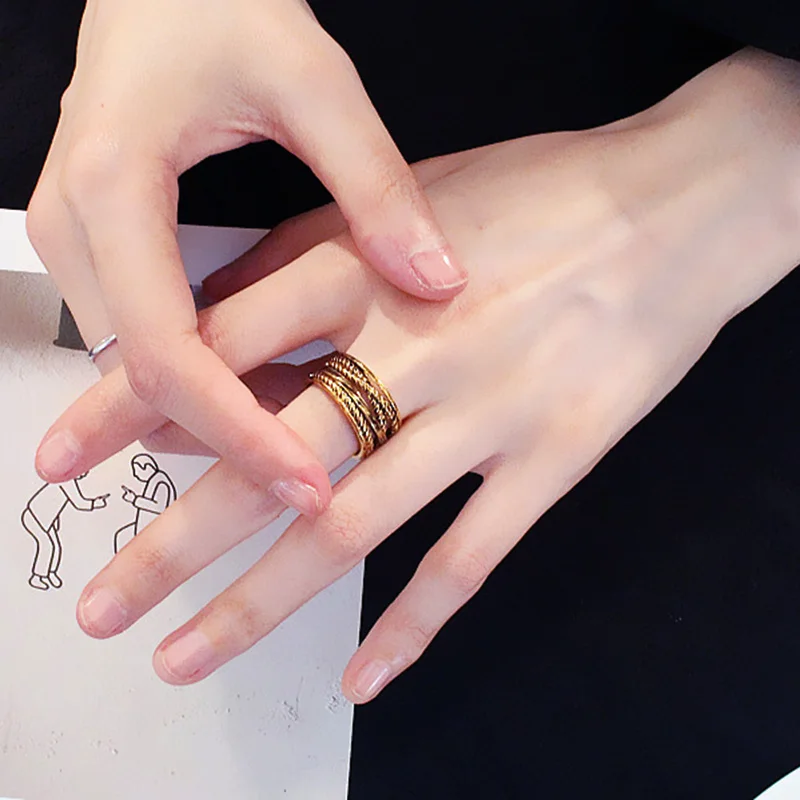 RscvonM 3 Color Vintage Twist Classical Finger Rings