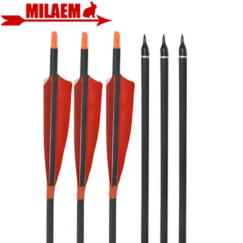 

6/12pcs Archery Carbon Arrow Spine500 5inch Turkey Feather Replaceable Arrowhead/Broadhead Outdoor Shooting Hunting Accessories