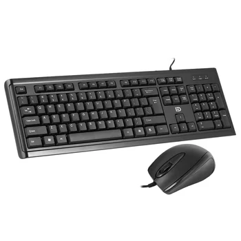 

forter iK3320p Ergonomic USB Keyboard 104Keys + Wired Mouse 1000DPI for PC Notebook Laptop Business Office Desktop Black