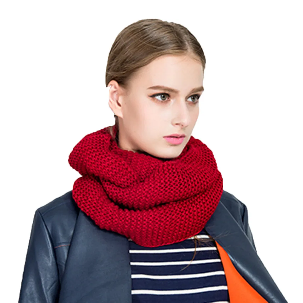 Women Solid Woolen Winter Warm Collar Tassel Shawl Soft Neck Scarf