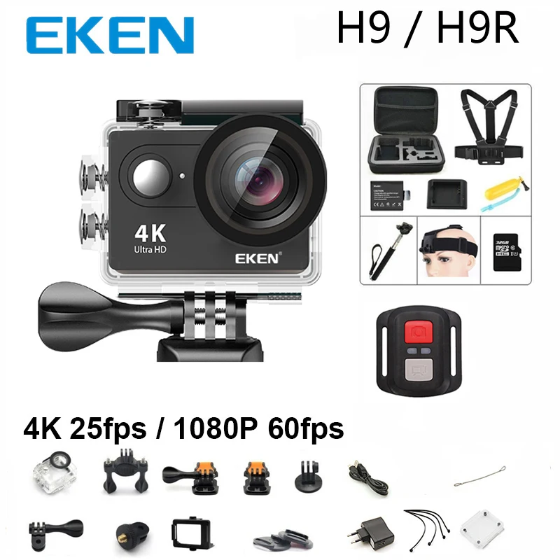 

New 100% Original EKEN H9 / H9R action camera 4K wifi Ultra HD 1080p 60fps 170D 30M waterproof mini sports camera 2.0' Screen