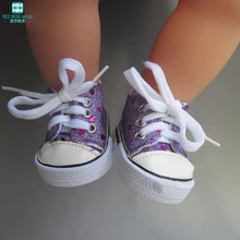 Doll accessories fits 43 cm Zapf dolls baby born Fashion purple sequins sports shoes