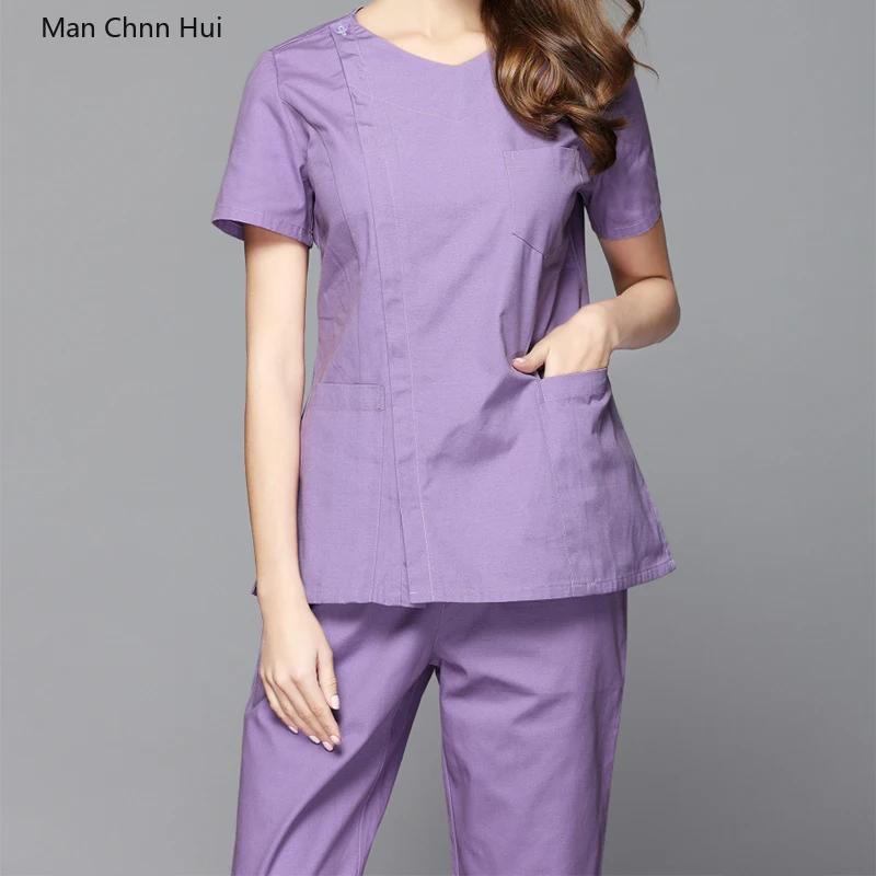 

Medical clothing Women's surgical scrub set doctor nurse short sleeve uniform dental pet clinic summer beauty salon overalls