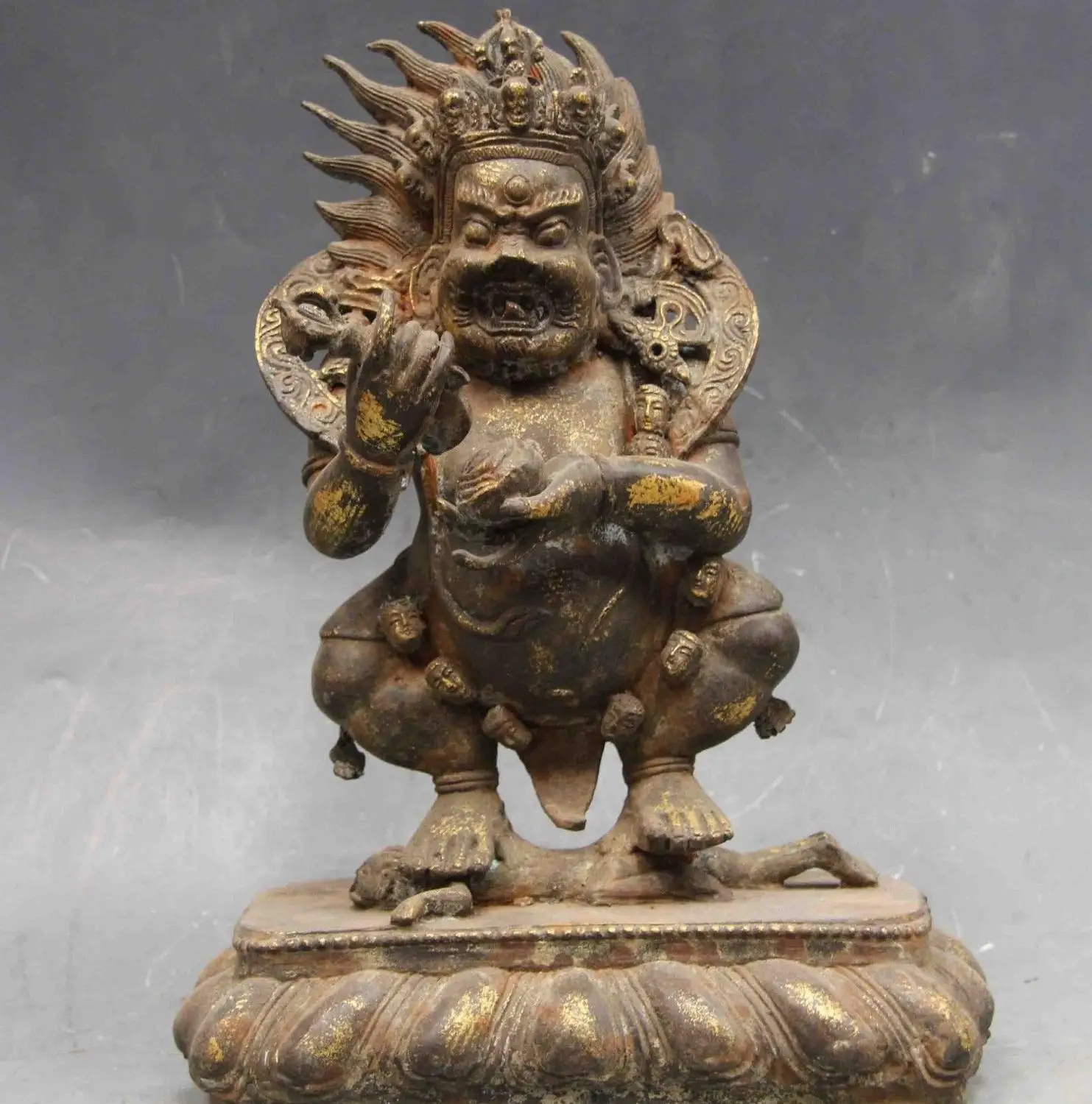 

free shipping 11 Chinese Buddhism Temple Old bronze Copper Vajrapani Mahakala Buddha Statue