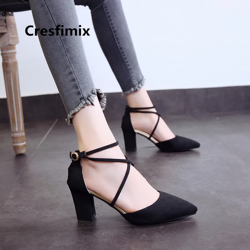 

Cresfimix women fashion comfortable suede high heel shoes lady cute spring string tie high heel pumps femmes hauts talons a3289