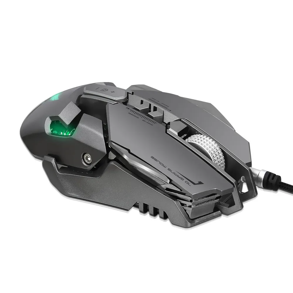 ZERODATE X300GY Проводная игровая мышь USB Механическая компьютерная мышь Мыши 4000 dpi кнопки светодиодный подсветка для компьютера Peace Elite - Цвет: Черный