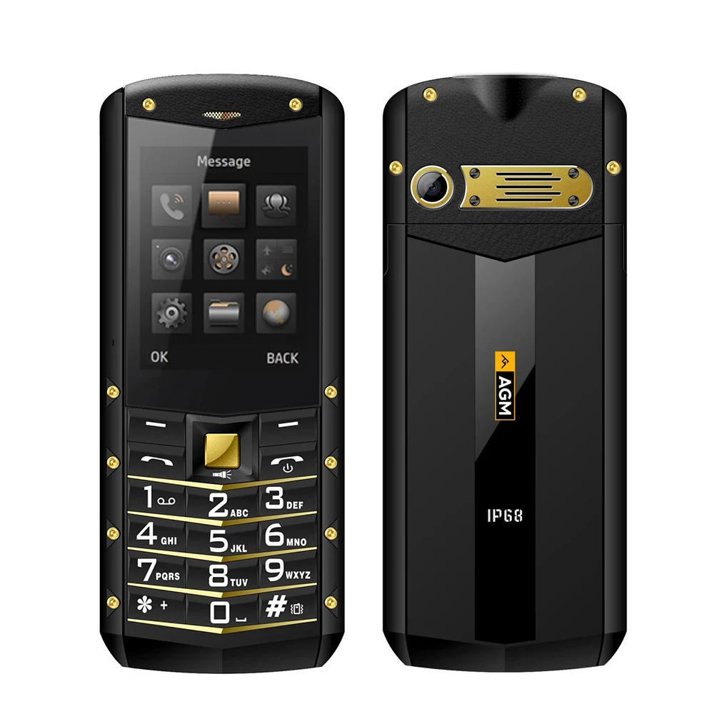 AGM M2 IP68 2G GSM функция разблокированный телефон с тройной защитой 2,4 дюйма SC6531DA 32 Мб+ 32 Мб 1970 Мп задняя камера мАч батарея - Цвет: Золотой