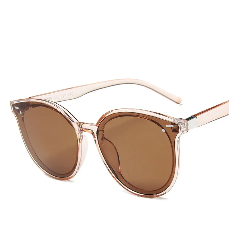 Пластиковые винтажные овальные классические солнцезащитные очки для взрослых, женские и мужские очки, зеркальные уличные очки для покупок, уф400 трендовые товары - Цвет линз: Transparent tea