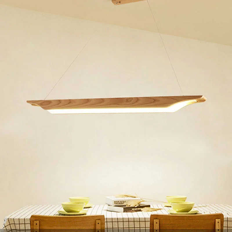 

Japanese Wood LED Pendant Light Long Pendant Lamp for Dining Table Kitchen Island Office Study Home Decoration