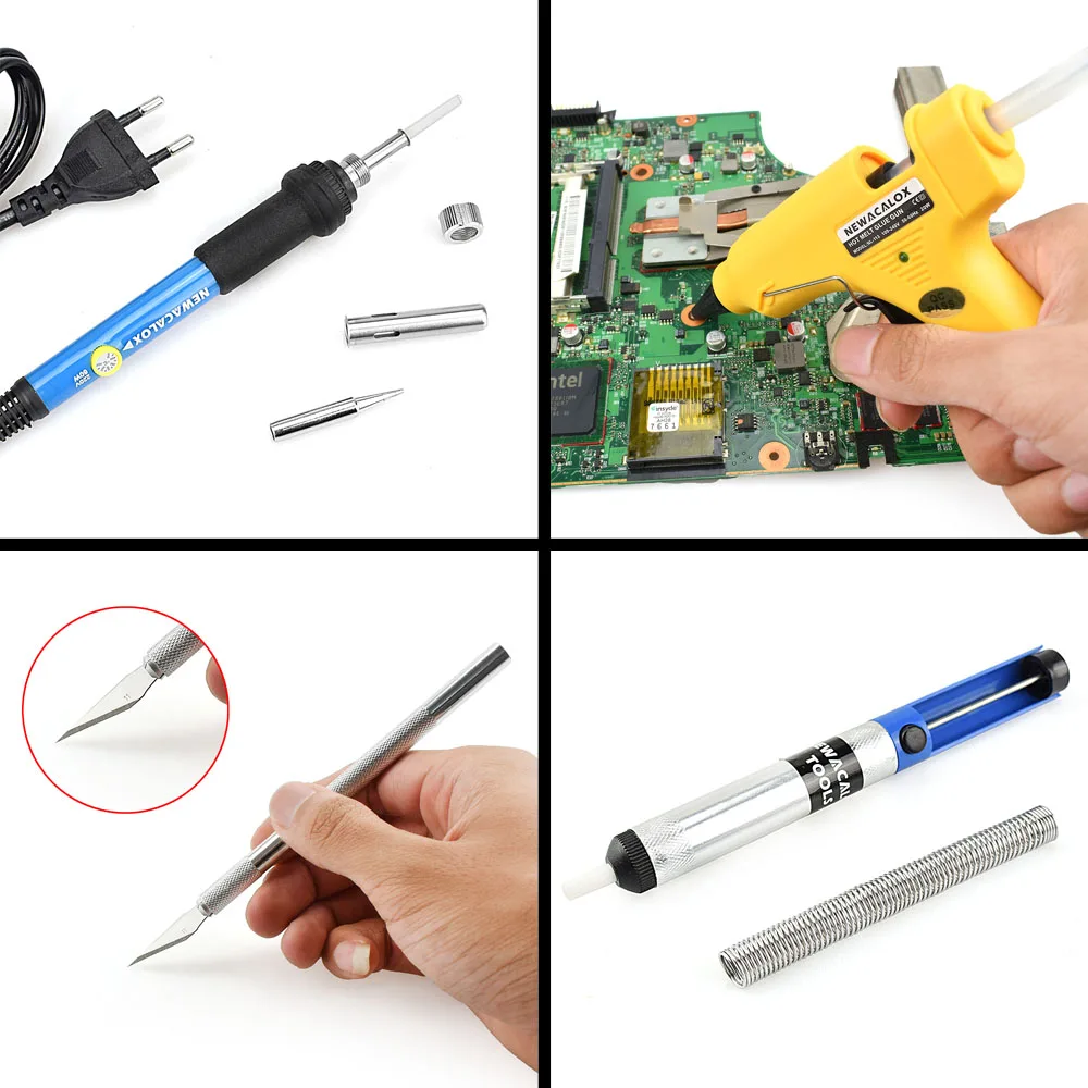 NEWACALOX 12-in-1 Set EU 220V 60W DIY Adjustable Electric Soldering Iron Welding Kit Screwdriver Glue Gun Repair Carving Knife NEWACALOX 12-in-1 Set EU 220V 60W DIY Adjustable Electric Soldering Iron Welding Kit Screwdriver Glue Gun Repair Carving Knife