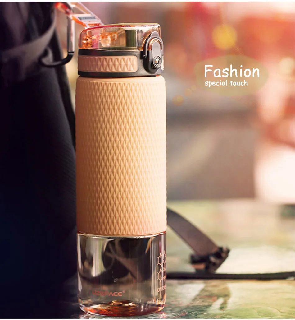 UZSPACE 700ml Tritan Sports Water Bottles Creative Portable buckle Lemon fruit tea Filter Shaker Drink Bottle For Water BPA Free680ML5057_03