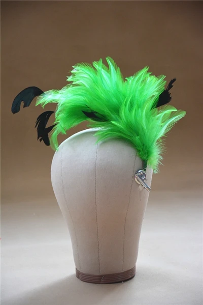 B061 Hackle Coque полосатый перо дерево Pom крепление цветок отделка шляпа Millinery - Цвет: Зеленый