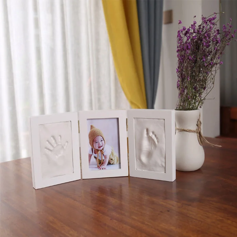 

Newborns Molds Baby Handprint Footprint Photo Frame for Baby Care Babies Souvenir Casting Newborn Footprint Soft Clay Inkpad