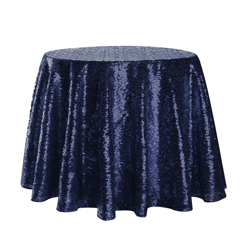 

2019 Navy Sparkle Round Sequin Tablecloth Table Cover For Wedding Party Event Banquet Home Table Cover Decoration Cover 7.19