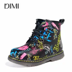 DIMI 2018 новая детская обувь для девочек Кожаные сапоги martin из искусственная кожа pu модный бренд для мальчиков Сапоги Водонепроницаемый