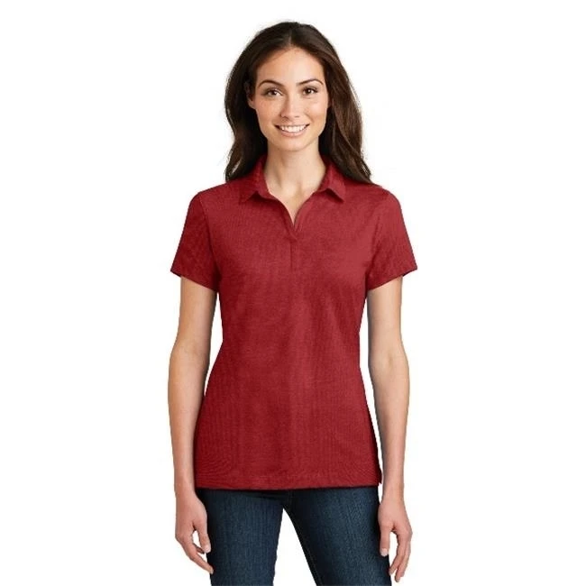 Port Authority L577 Ladies Meridian Cotton Blend Polo T-Shirt Flame Red - 2XL