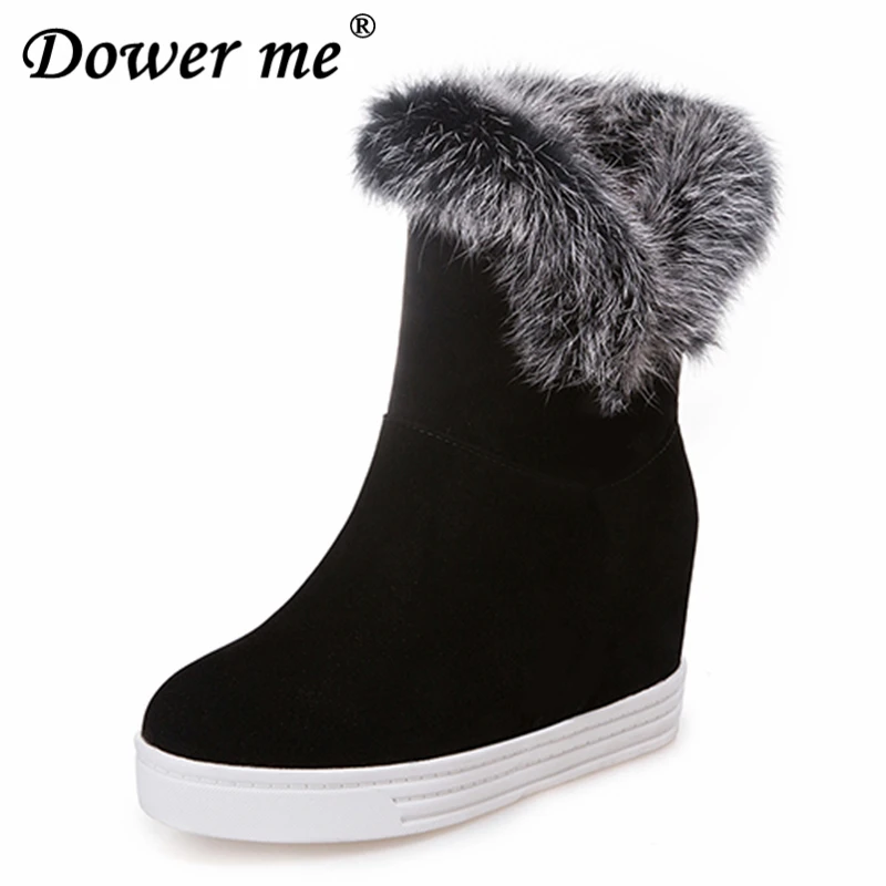 

2018 Real Fur Ladies Snow Boots BIG Size 34-43 Good Quality Winter True rabbit hair Boots Women Warm Shoes Platform High Heels