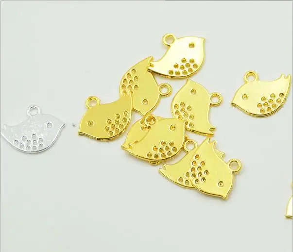 DIY Handmade Gold And Silver Color Zinc Alloy Birds Charms Pendant for Necklace Bracelet Accessories 50pcs | Украшения и