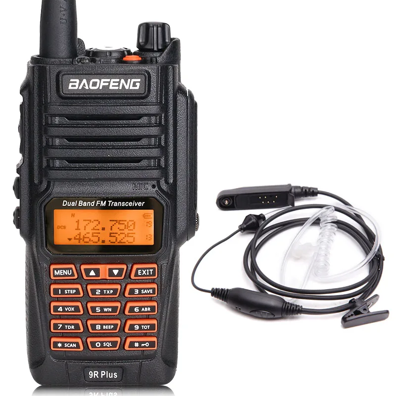 BaoFeng UV-9R Plus Водонепроницаемая портативная рация 8 Вт UHF VHF Двухдиапазонный IP67 HF трансивер UV 9R Ham портативное радио - Цвет: add headset
