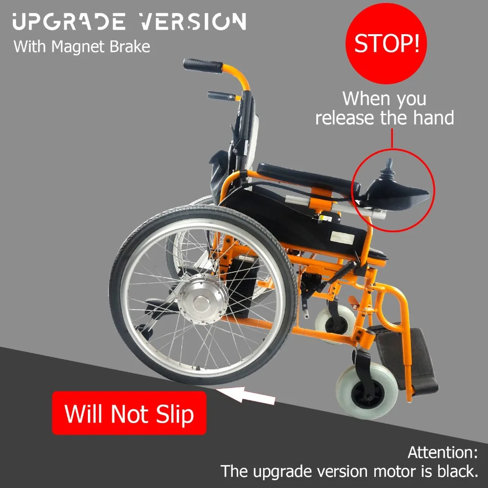 Cheap okfeet Electric Wheelchair Conversion Kit No Battery  24V 250W 6km/h Double motors Wheelchair Modification 13