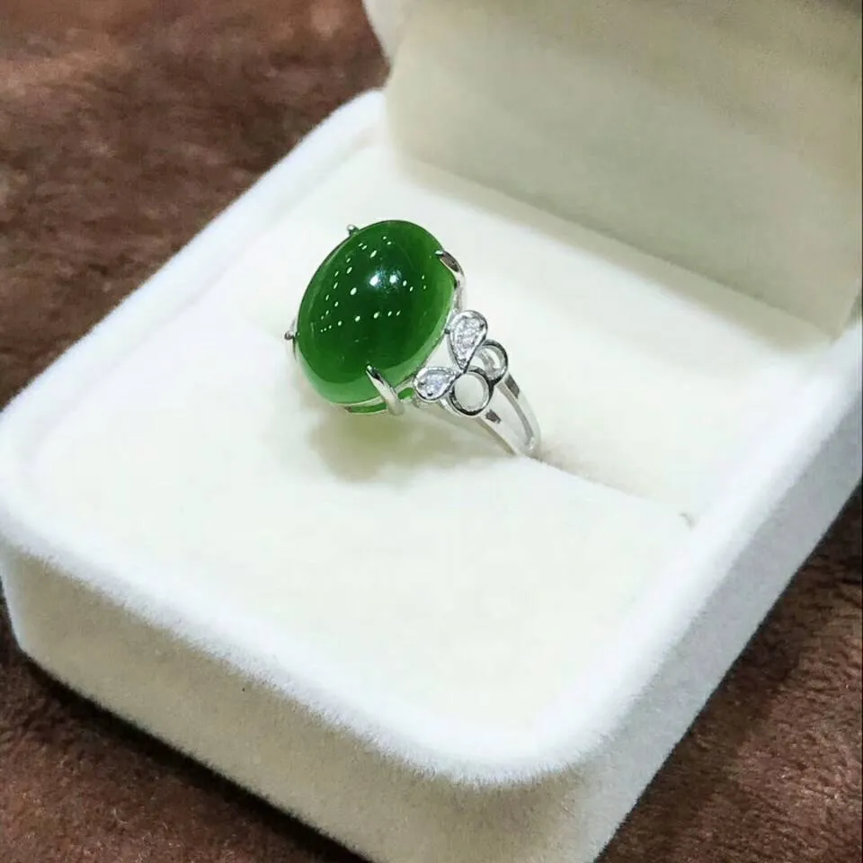 S925 Серебряный паркет и Hetian jade jasper шпинат зеленый кольцо jasper женские кольца