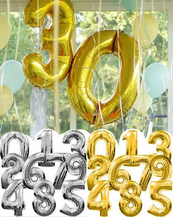 

Free 32inch Numbers foil balloons Aluminum solid color big NUMBER Helium balloon Birthday Party decoration Party supplies