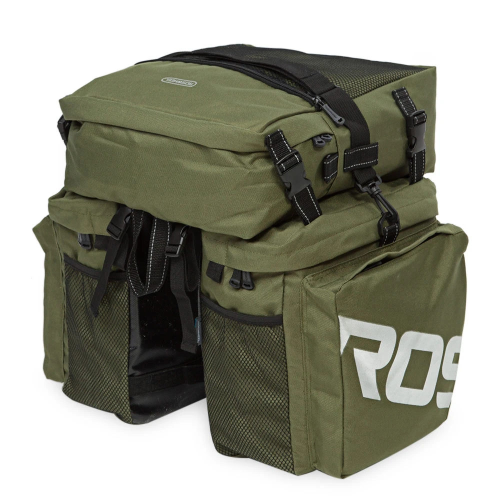 

Green Colors Roswheel 37L Durable Water Resistant 3 in 1 with 2 side bags Bicycle Rear Pannier Polyester PVC Material