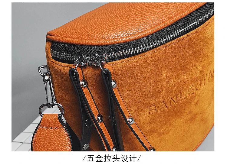 ZYJ Women Suede Leather Shoulder Handbags Waist Bags Chest Pack Girls Leisure Messenger Crossbody Casual Sling Bag Handbag (34)