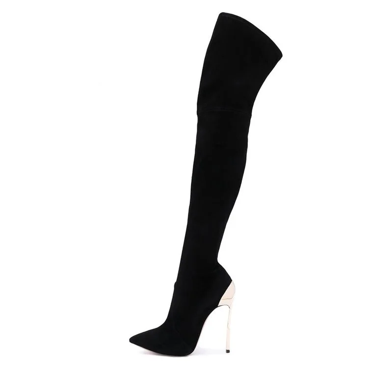 Newest Blade Over knee Stretch Boots High Silver Stiletto Heel Boots ...