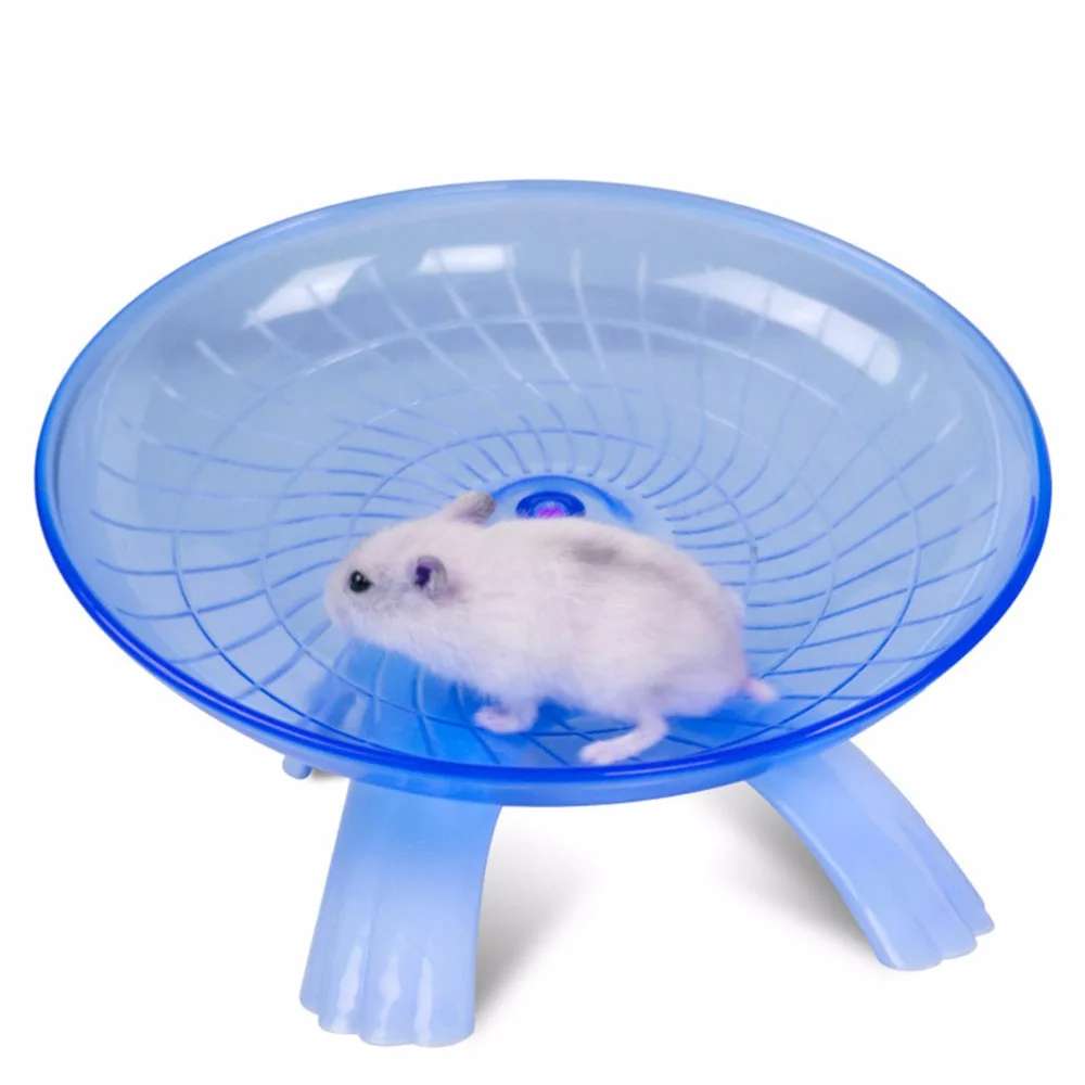Blue Pink Plastic Small Pet Toy Funny Hamster Mouse Running Disc Flying Saucer Exercise Wheel Animal Jogging Plate Toys | Дом и сад
