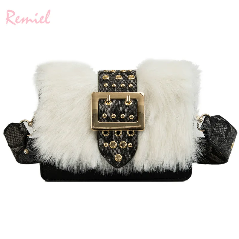 

European Fashion Ladies Square bag 2018 New Quality PU Leather Women's Designer Handbag Plush Chain Tote Shoulder Messenger bags