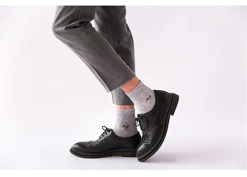 5pairs Lot Men socks Striped Plaid Diamond Solid Socks Men Combed Cotton Calcetines Largos Hombre Breathable Male Socks Business 06
