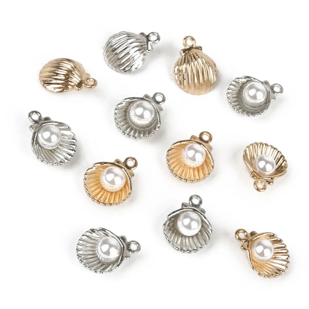 10 шт. металлические эмалированные Подвески в виде ракушек 11 х15 мм|charm pendant|silver shell