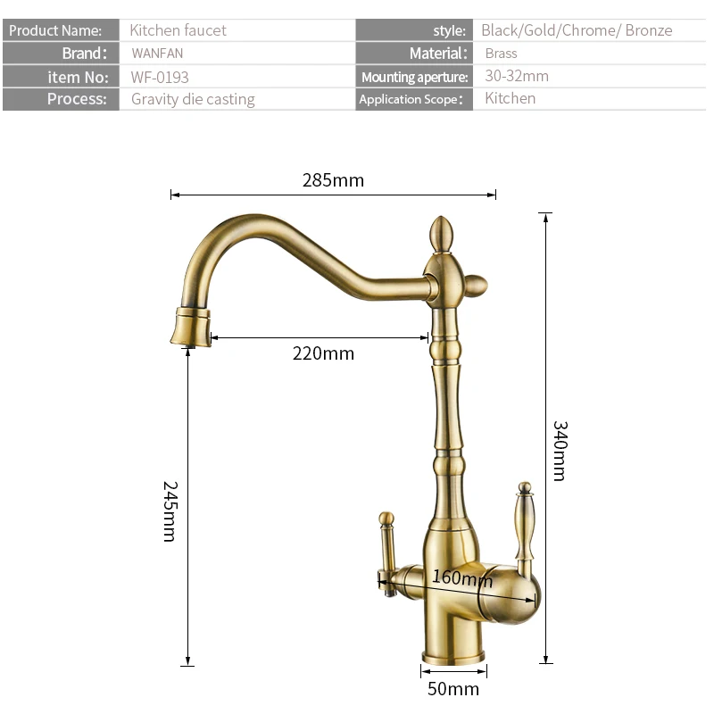  Kitchen Purify Faucets Gold Mixer Tap Cold and hot 360 Rotation with Water Purification Features Ki - 32992532080