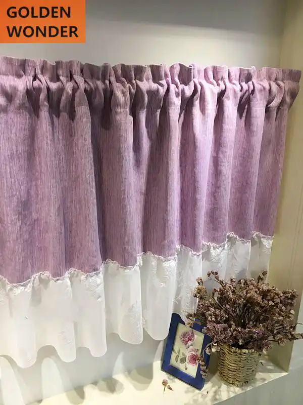 Korean Style Customized Purple Bathroom Curtains Cabinet Curtain
