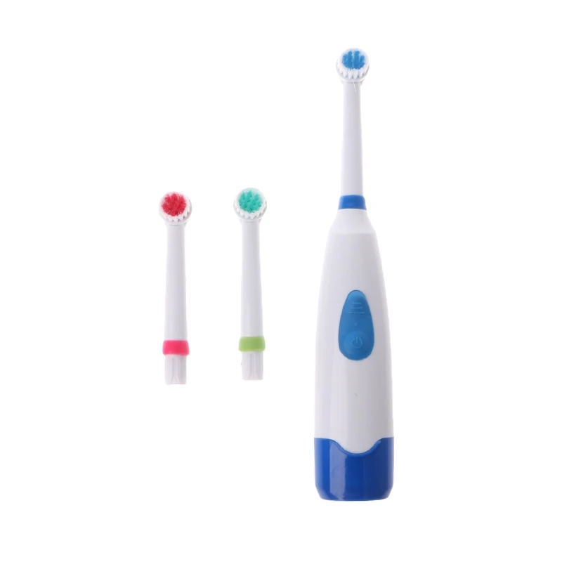 Водонепроницаемая вращающаяся электрическая зубная щетка с 3 насадками - Цвет: Синий