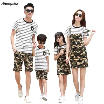 

Family Matching Outfits father son T-shirt + Pant Camouflage print mommy and me clothes daddys girls mom and daughter dress