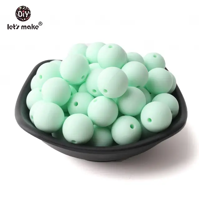 Let's make 50pcs Silicone Beads 12mm Eco-friendly Sensory Teething Necklace Food Grade Mom Nursing DIY Jewelry Baby Teethers mint