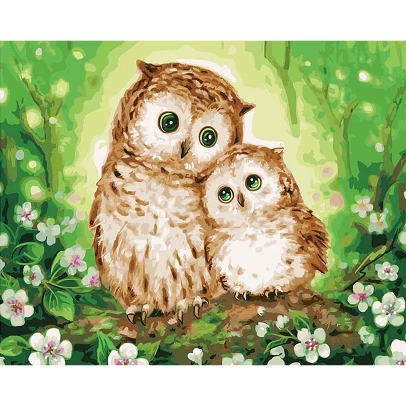 

Snug Owl Pictures By Numbers Kits Acrylic On Canvas DIY Digital Waterfall Oil Painting Wall Pictures For Living Room Gift