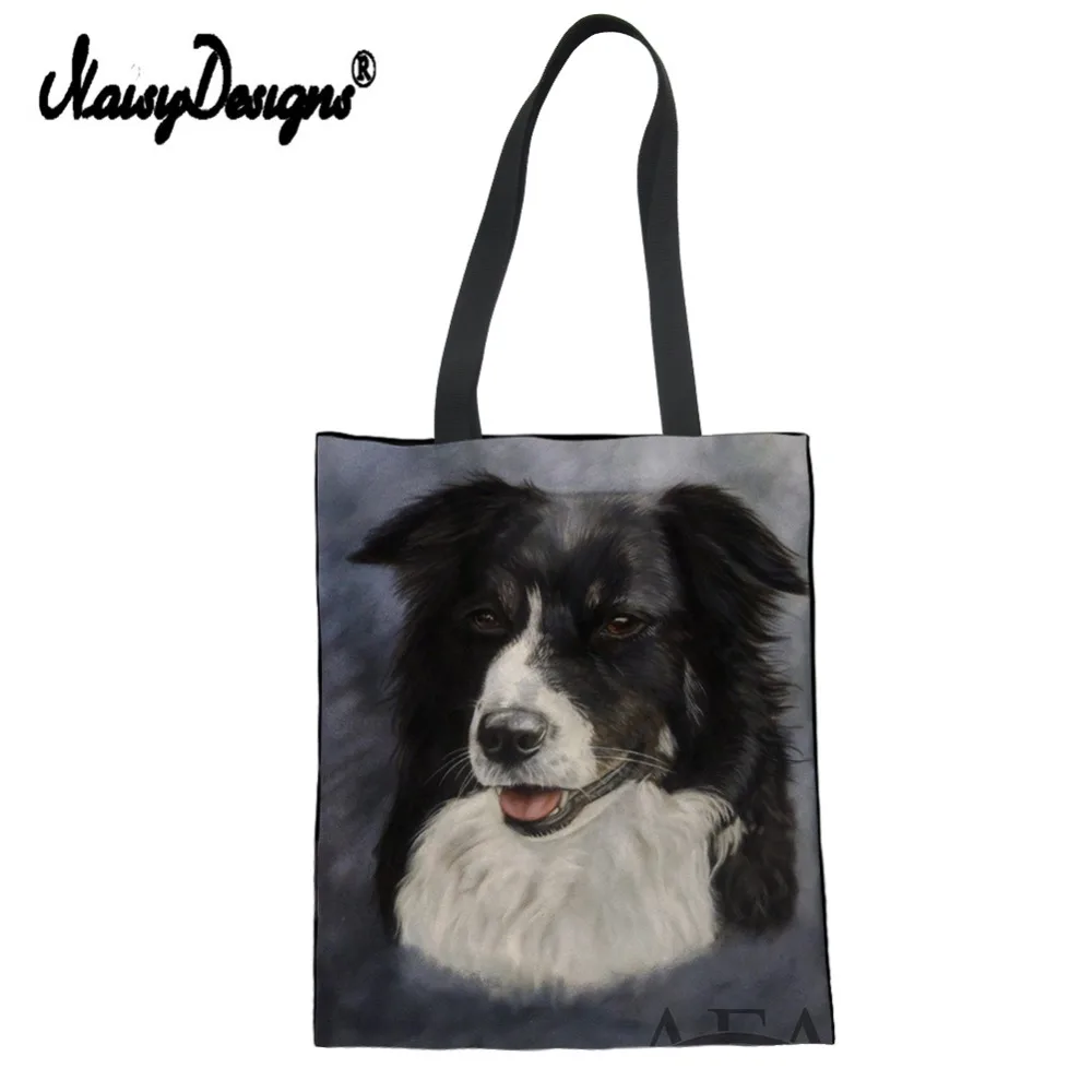 Милые женские сумки для покупок с рисунком милой собаки, Экологичная Повседневная парусиновая Льняная сумка, сумки, школьные сумки для девочек