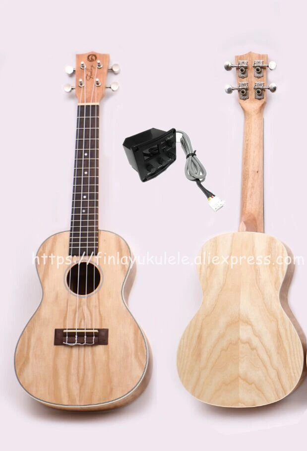Finlay 23" ukulele,Electric ukelele with nylon bag,Full Ash wood top/body hawaii guitars,FU S81E