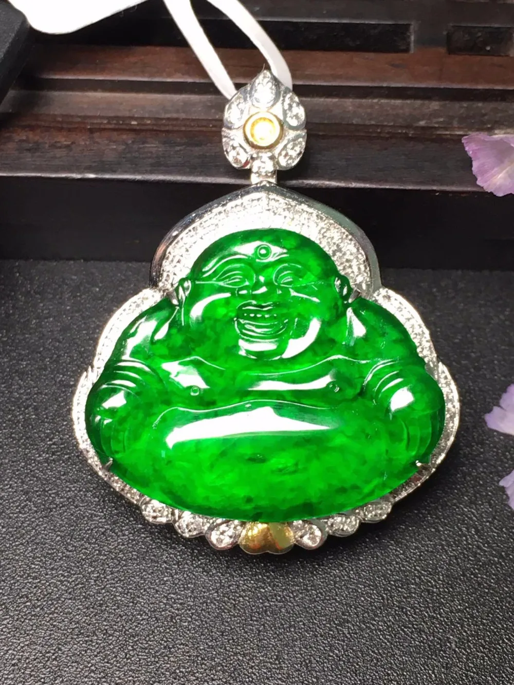 

501 Fine Jewelry Real Pure 18 K White Gold Jewelry Natural Burmes Jade Gemstones Jadite Pendant Necklace Pendants Necklaces