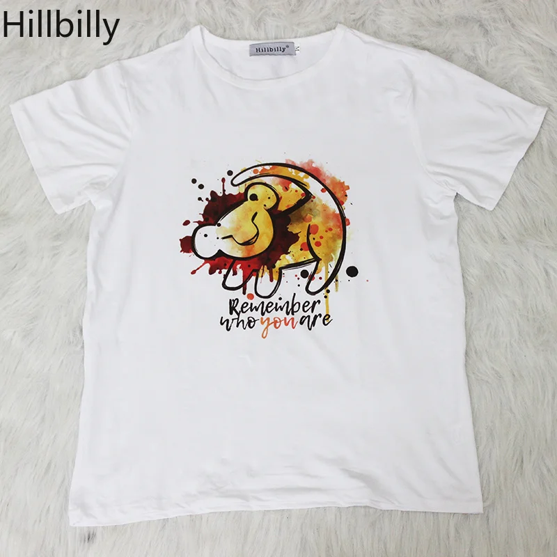 

Hillbilly Remember Who You Are Hot Lion Cute Polyester Oversize Short Sleeved O-neck Women Tees Shirts 2019
